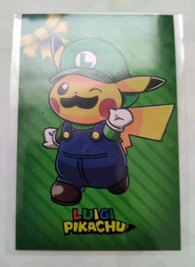Pokemon Merry Christmas Card Database Pikachu Luigi - Picture 1 of 2