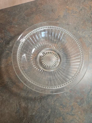 VTG Imperial 9" Glass Snack Bowl W/Star Design Clear Glass - image 1 of 4