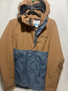 Columbia Men's Small City Brown/blue Hikebound II Rain Jacket Waterproof Hooded - Picture 1 of 8