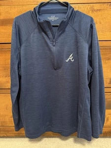 Vineyard Vines Atlanta Braves 1/4 Zip Pullover Men’s XL Navy Blue MLB Baseball - Picture 1 of 2