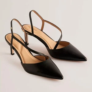 Ted Baker Ppia Leather Slingback Heeled Pointed Pumps Women's 8.5 NEW NO BOX - Picture 1 of 10