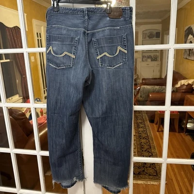 Ecko Unltd 宽松白色刺绣蓝色牛仔裤 40 码男式复古 ( 40x 28) — 第 1/4 张图片