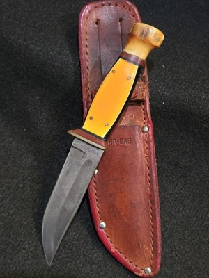 Raro KABAR Little Hunter Cuchillo Hoja Fija Unión Cubiertos c.1920s Ciervo Pommelo@13 Foto 1 de 4