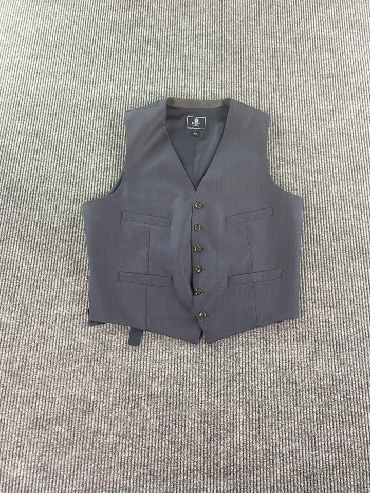 J Crew Vest Mens Large Blue Wool Solid Luxury Designer Premium Button Waistcoat - Image 1 of 4