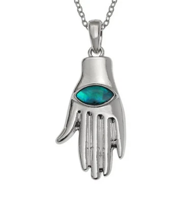 Hand Of Hamsa Paua Shell Abalone Womens Pendant/Necklace FREE P&P — 第 1/2 张图片
