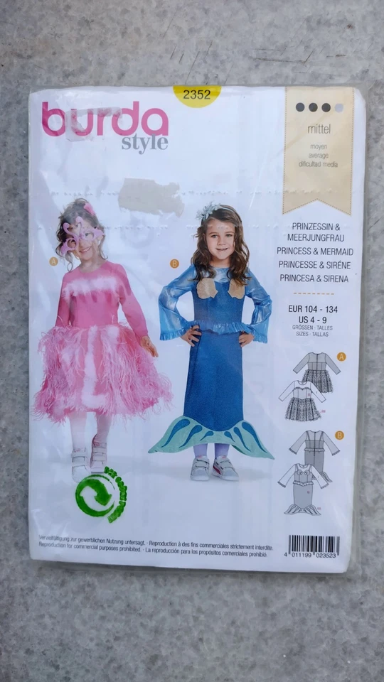 Vintage Burda 2352 girls holiday dresses Paper Model Sizes 4 - 9 - Image 1 of 3