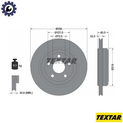 2x BRAKE DISC 92273403 FOR JEEP GRAND/CHEROKEE/IV/SUV ERC/ERB 3.6L EHD 3.0L 6cyl - Image 1 of 4