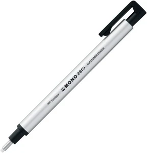 Tombow Holder Eraser, Mono Zero Round Shapre 1 Count (Pack of 1), Silver - Picture 1 of 1