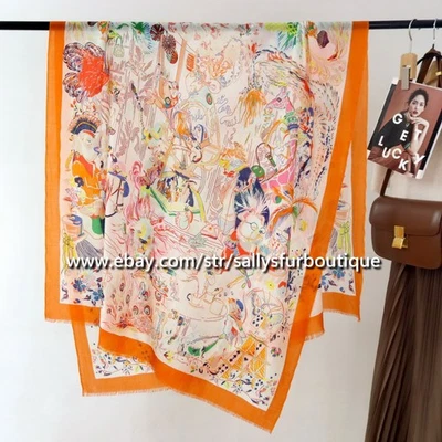 Anillo de cachemir Sallys bufanda oblonga envolvente chal animal estampado suave delicado 78"*39" Foto 1 de 4