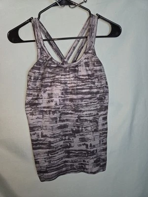 Camiseta sin mangas Athleta para mujer talla M atlética gris/negro estampado incorporado sujetador espalda deportiva  Foto 1 de 4