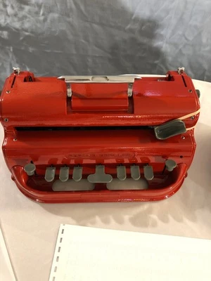 Perkins Brailler Refurbished  W/New Parts - New RED Paint & Braille Slate - Image 1 of 4