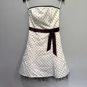 Jessica McClintock for Gunne Sax Strapless Polka Dot Cocktail Dress Size 5/6 Y2K - Picture 1 of 11