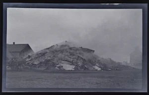 1919 negative "Adams Ranch Burned 9-12-1919" Vail IA huge pile smoldering rubble - Picture 1 of 2