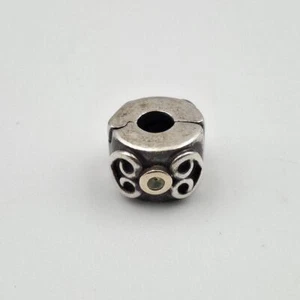 Pandora 925 ALE Silver & 14K Gold Double Heart Peridot Clip Charm 790382PE - Picture 1 of 7
