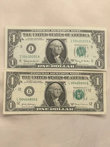 $1 1963-2017A 2ea. Fancy Serial # 6 Of A Kind 0’s. 00430000 & 00630000 - Foto 1 di 4