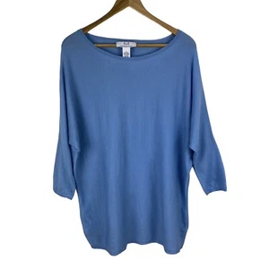 Magaschoni Wool Blend Knit Sweater Women’s Size L Pullover Blue Tunic - Picture 1 of 7