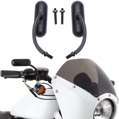Mini espejos retrovisores ovalados negros para motocicleta Harley Davidson Road Glide Softail V-Rod Foto 1 de 4