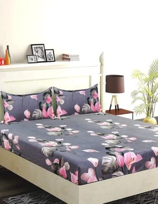 Bedsheets For Double Bed With 2 Pillow Covers bedsheet code 17 - Image 1 of 4