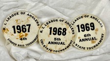 Vintage Striped Bass Derby Buttons Badge Pin Rhode Island League of Anglers