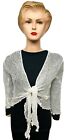 New Womens Tie Up Open Front Shrug Ladies Knitted Cropped Bolero beach summer