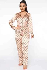 Fashion Nova Dreams Satin PJ Pant Set Brown Size S, M, L, 1X NWT - Picture 1 of 5
