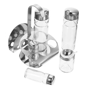 Serviette Holder Condiment Canisters Metal Napkin Holder Condiment Bottles - Picture 1 of 12