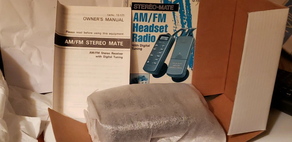 REALISTIC 12-171 Stereo Mate Digital AM/FM Headset Radio Folding Vintage NIB - Image 1 of 3