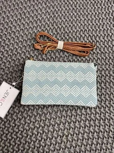 NEW Jen & Co. Vegan Small Blue White & Brown Crossbody Purse Bag - Picture 1 of 24
