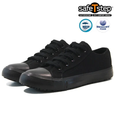 SAFE T STEP LADIES MEMORY FOAM CASUAL CANVAS WALKING SUMMER PLIMSOLLS TRAINERS PUMPS SHOES