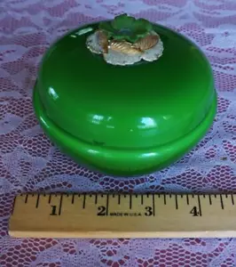Vintage Jade Grün Opal Glas Pulver Glas Gold Akzent - Bild 1 von 9