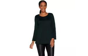 Túnica H by Halston Tejida Jacquard Cuello Cuña Manga Campana Esmeralda Oscura M A298840 J - Imagen 1 de 3