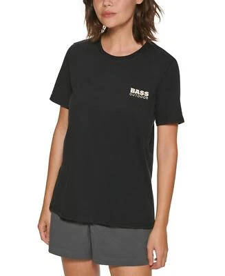 Camiseta Bass Outdoor ESF-12620 para mujer de algodón B con gráfico de árbol, negra/roja, XS Foto 1 de 2