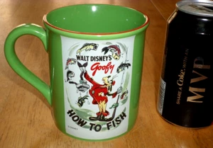 [DISNEY] GOOFY- "HOW TO FISH", [JUMBO SIZED], Ceramic Coffee Cup / Mug, VINTAGE - Picture 1 of 9