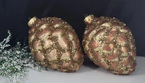Mittelgroßes Weihnachtsschmuck Konvolut Glas Tannenzapfen Gold Glitzer signiert GB UNIKAT - Bild 1 von 15