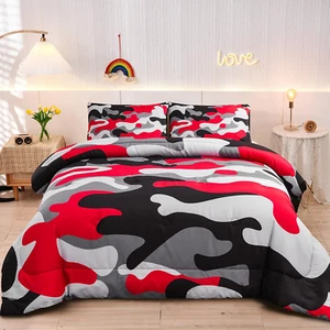 Meeting Story Camouflage Bedding Set, Colorful Pattern Style Queen Comforter Set - Picture 1 of 8