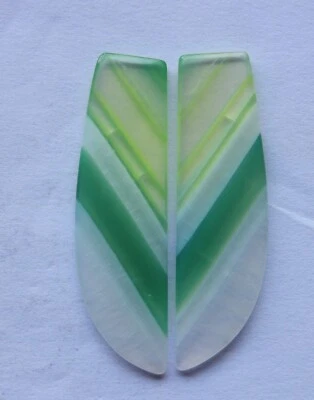 34.05 Ct Natural Banded Agate (43.7mm X 12.6mm each) Cabochon Loose Match Pair - Image 1 of 3