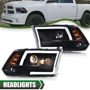 [LED Tube] DRL Fit For 09-18 Dodge Ram 1500 2500 3500 Black Projector Headlights - Picture 1 of 12