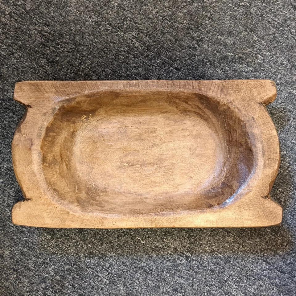 NUEVO Tazón de masa de pan de madera tallada decorativo acento de mesa Foto 1 de 2