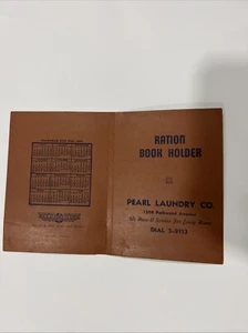 US History WWII War Ration Book Holder Pubblicità Pearl Laundry Co anni '40 PB1 - Foto 1 di 5