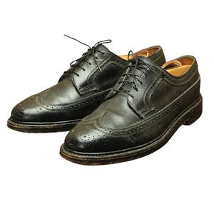 Florsheim Imperial Shell Cordovan 5 Nail Wingtips Brogue Mens 7.5 D Black Leathe - Picture 1 of 14