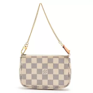 Auth Louis Vuitton Damier Azur Mini Pochette Accessoires Pouch N58010 Used - Picture 1 of 22