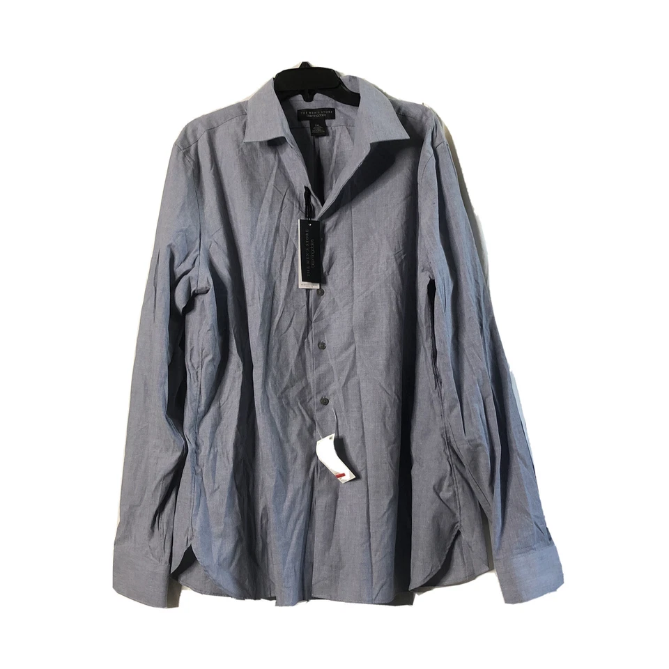 DESIGNER BRAND Mens Shirt Gray Size 2xl Classic Fit Solid Button up #032