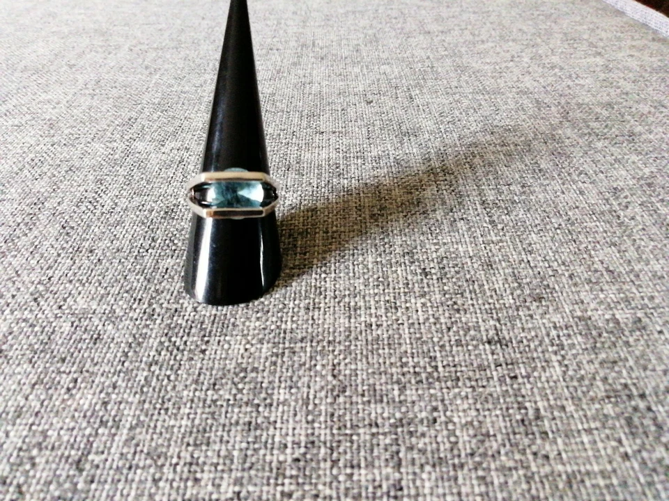 Ring Silber 925 Blauer Spinell Oder Blautopas Geschenk  - Bild 1 von 4