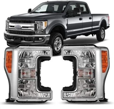 Pair Headlights for 2017 2018 2019 Ford F250/F350/F450/F550 Super Duty Chrome Foto 1 de 4