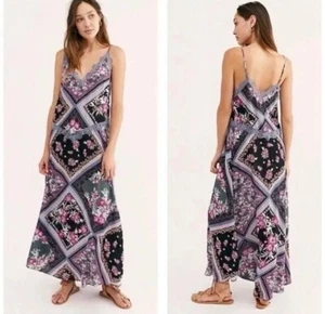 Free People Stevie slip maxi dress floral patchwork beachy Boho XS Oversized - Picture 1 of 12