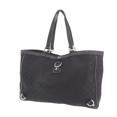 GUCCI Abbey line Used Shoulder Tote Bag Black Canvas Vintage #CK470 S - Image 1 of 4