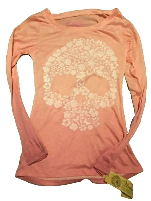 L.O.L. Calavera Floral Rosa Vintage Ligera Manga Larga Talla Pequeña Día de Muertos Foto 1 de 3