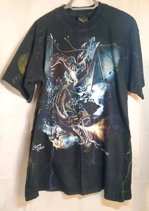 Vintage 90s Other Worlds Wizard All Over Print Dragon Shirt size XXL Lightning - Picture 1 of 12