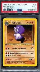 PSA 9 Pokemon 2001 1° Edizione Neo Discovery Poliwrath Non Holo Raro #28 - Foto 1 di 2
