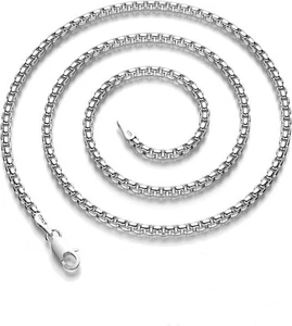 Collar de cadena de caja de plata de ley 925 de 5 mm con cierre de langosta - Unisex 16-30 pulgadas - Imagen 1 de 9